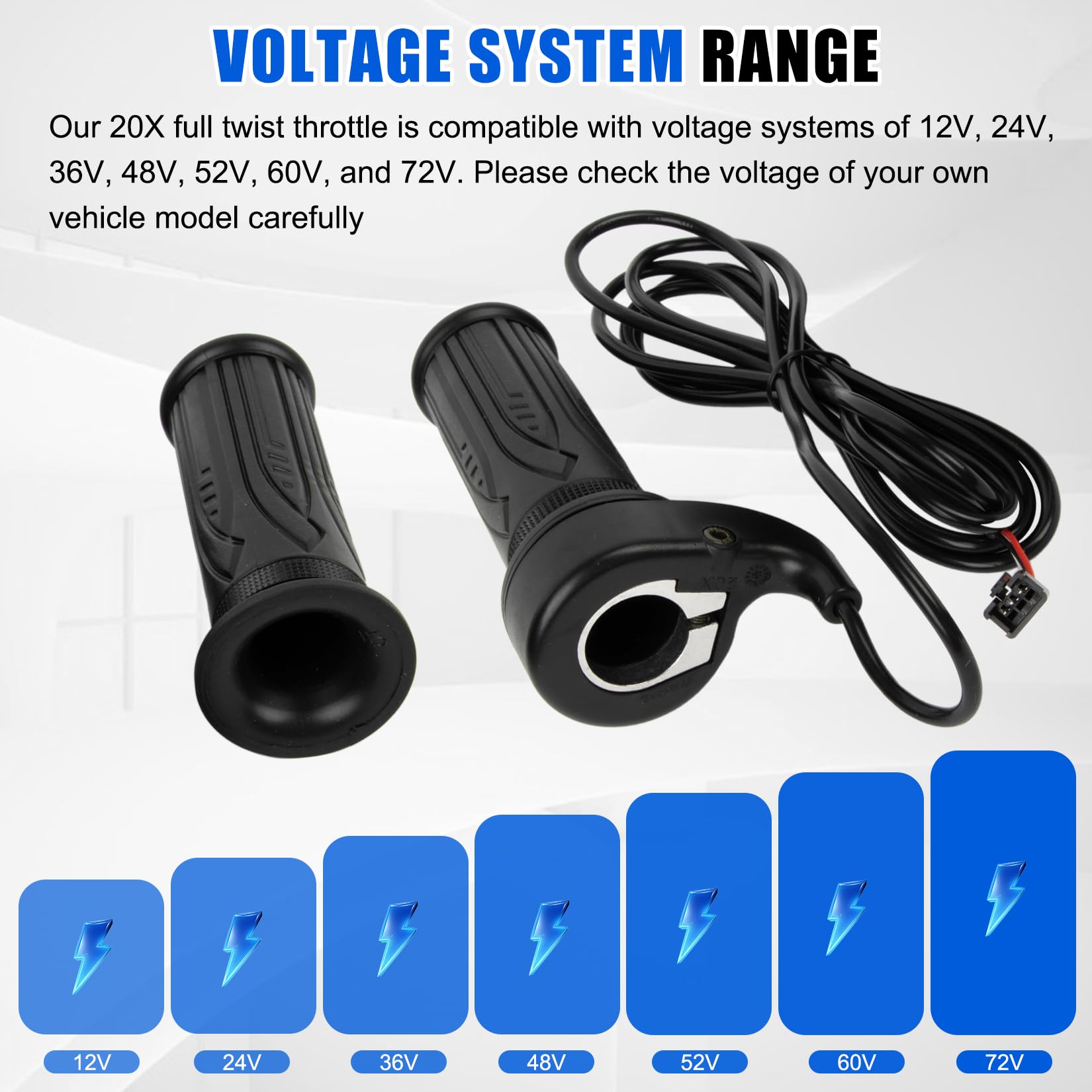 PSLER 20-krotny uchwyt przepustnicy do roweru elektrycznego, 12 V-72 V, przepustnica do roweru elektrycznego 22,2 mm, hulajnogi motocyklowej ze złączem SM