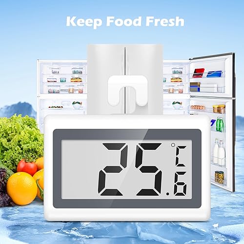 Miniatura 8 de KeeKit Termómetro para refrigerador, termómetro digital para nevera con pantalla LCD, medidor de temperatura del congelador con interruptor de ,