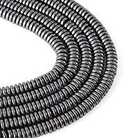 Vista 1 de Craftdady 5 hebras de cuentas de hematita sintética de disco Heishi negro de 0.236 pulgadas (0.236 in), cuentas metálicas planas y redondas