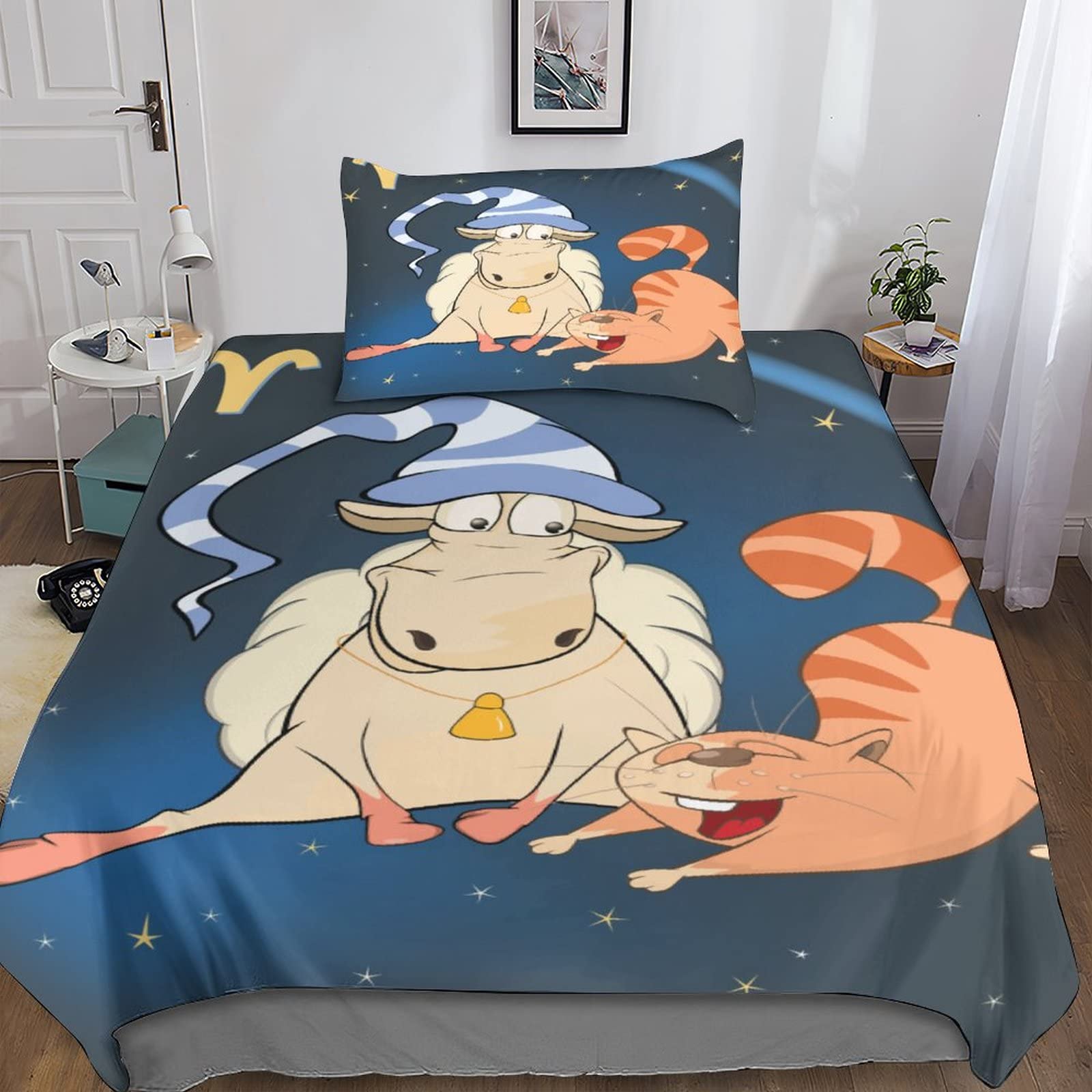 Parure de lit animation en microfibre avec fermeture éclair pratique