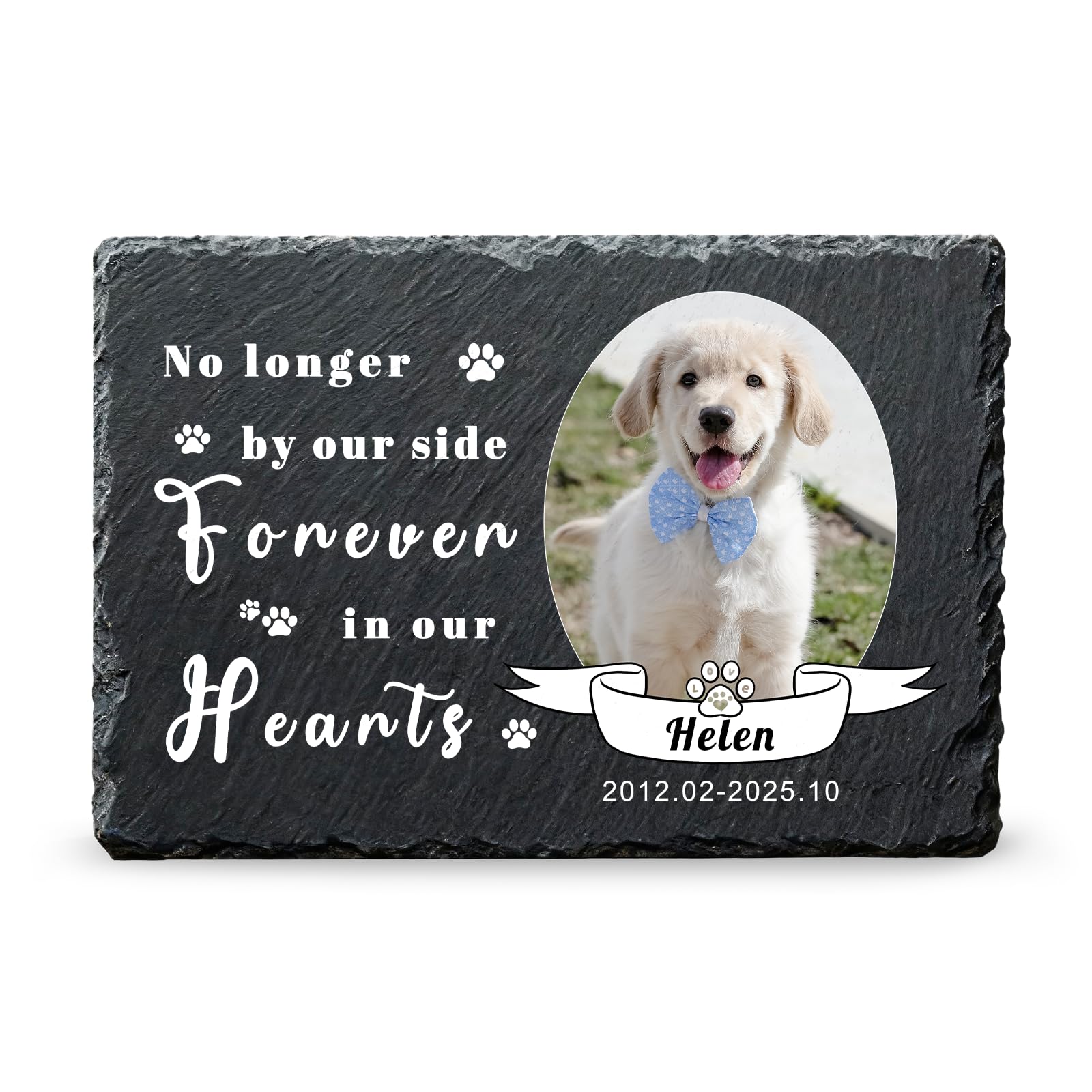 XIAYUEHUA Personalised Dog Memorial Gifts for Loss of Dog, Custom Pet Memorial Stone Plaque with Photo Name Date Bereavement Sympathy Gift for Dog Cat Lover
