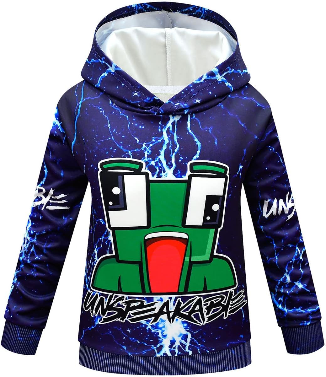 Boys Girls Youtuber Gamer Merch Hoodies 3D Cool Hoody Funny Pullover Sweatshirts Long Sleeve Hooded Jumpers 4-13 Years