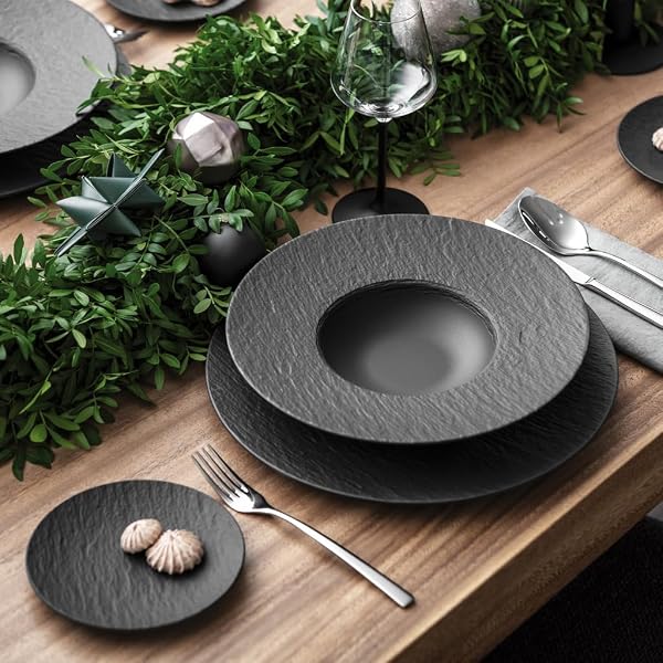 Villeroy & Boch - Manufacture Rock Assiette à pain 16 cm en porcelaine de qualité supérieure Passe au lave-vaisselle et au micro-ondes Noir - 4