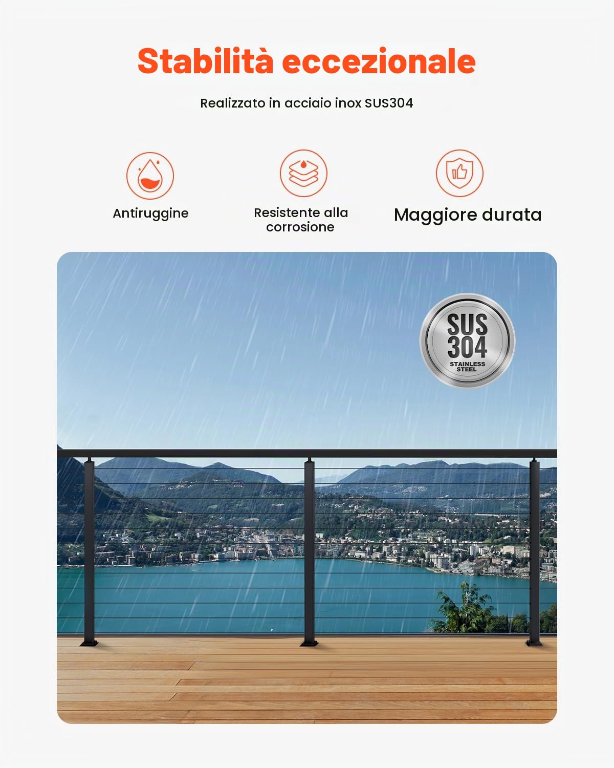 VEVOR Set di Ringhiera 4 Pz per Recinzione da Balcone 1067x100x100 mm Palo per Pannello da Giardino Balcone Ponte, Kit di Palo per Balaustrata da Terrazza, Nero, 4JZLGZXHS106URZU0001V0