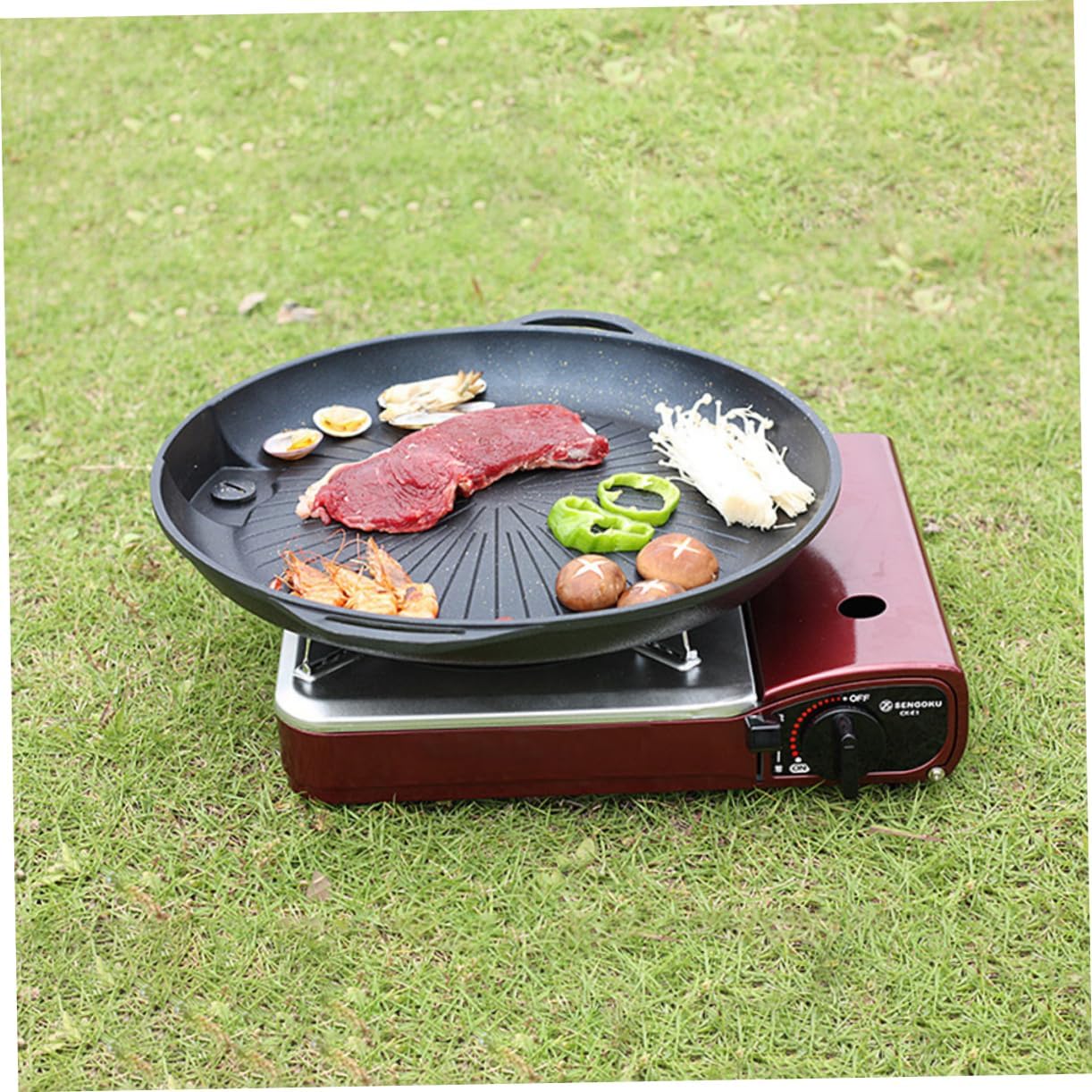 Kisangel Portable Barbecue Plate Grilling Tray Outdoor Bbq Tool Non-stick Plate Easy to Carry