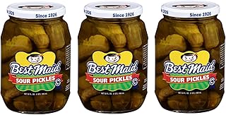 Best Maid 32 Ounce Glass Jar Pickles - Delicious and Crisp with Every Bite (3 Pack, Sour Pickles)