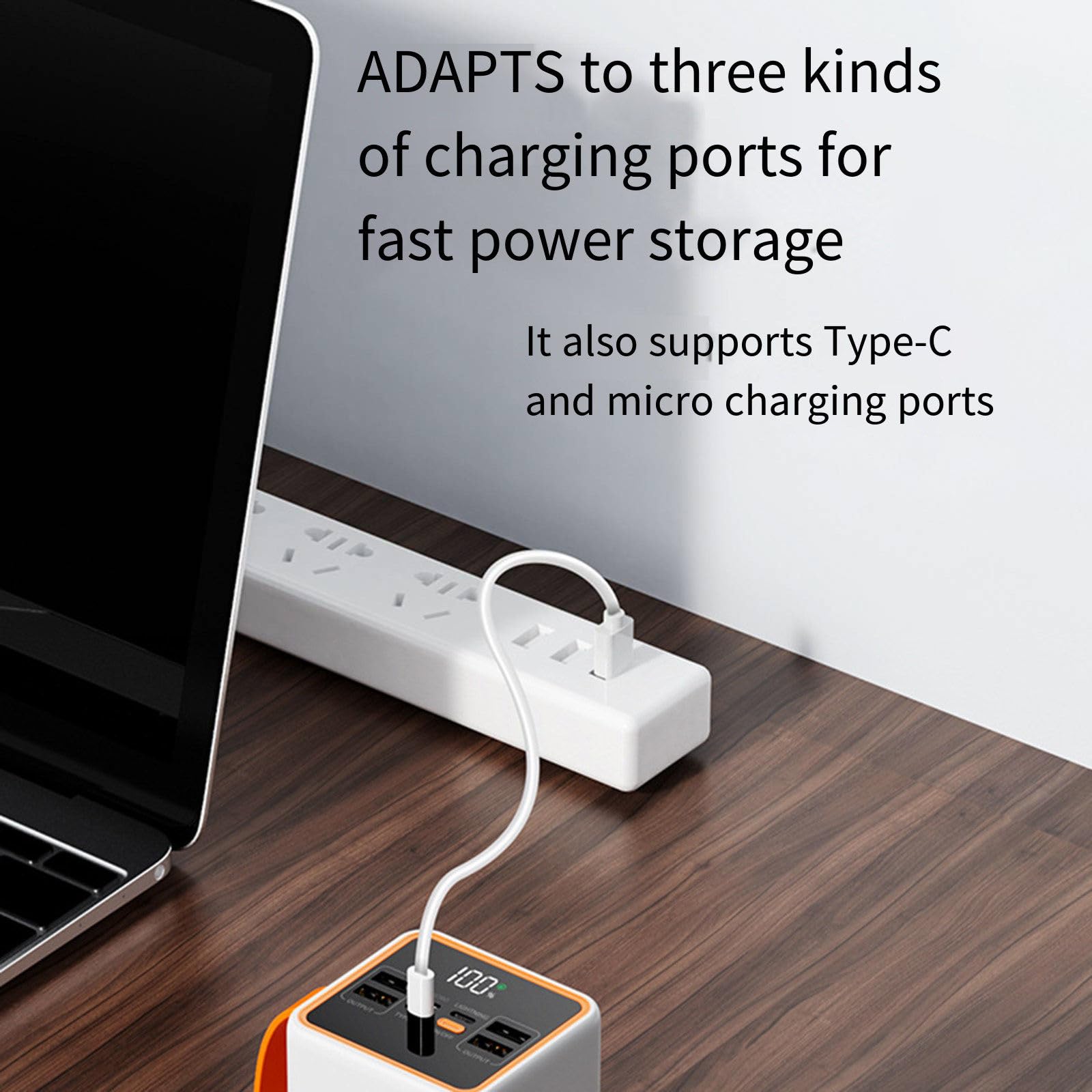 RIDAEX Banco al Aire Libre portátil del Poder del teléfono móvil de Carga súper rápida de la Capacidad 66W de Gran Capacidad 50000 Mah del Banco del Poder,White-90000mAh