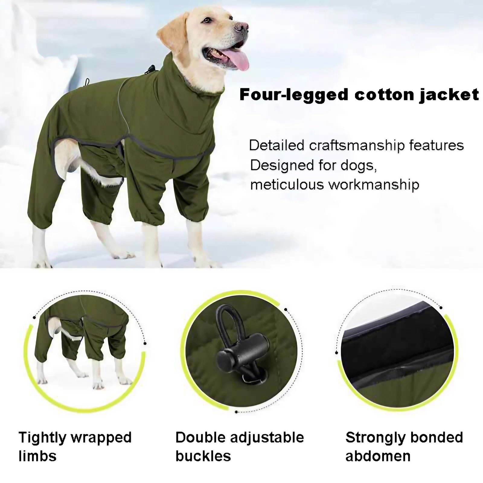 Warm Gemütlich Hundekleidung, Wasserdicht Hundemantel mit Beinen, Hundebademantel mit Beinen, Hundemantel Fleece, mit Hundeleinen-Clip, für Kleine Mittelgroße und Große Haustiere(Green,XXL)