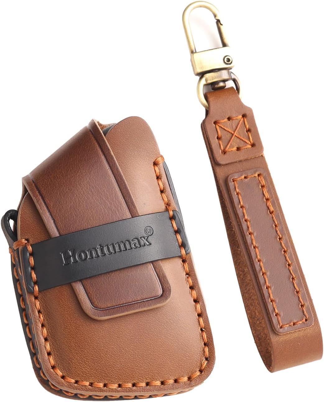 Leather 5-Button Key Fob Cover for Chevy Tahoe Suburban Silverado 1500 Compatible with GMC Sierra Key Fob Case for Buick Envision 2021-2025 (Brown)