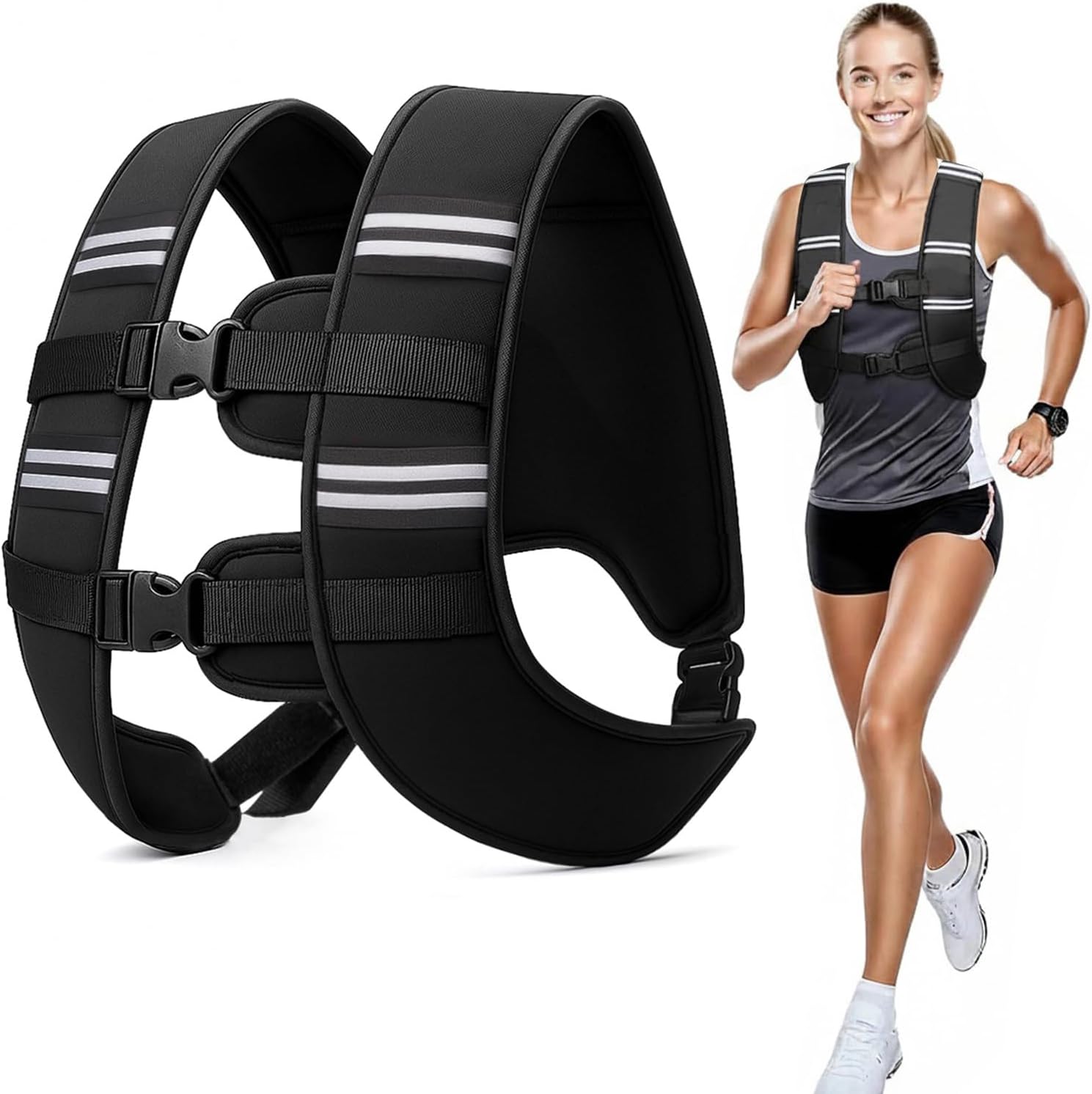 Weighted Vest for Men and Women, Silicone-Iron Fill Even Weight, Adjustable Workout Weight Vest with Reflective Stripes & Phone Pocket, Body Strength Training Gear for Walking Rucking Gym