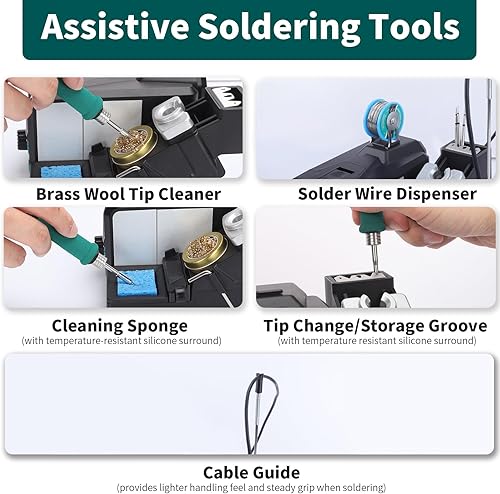 Miniatura 9 de YIHUA Estación de soldadura de precisión 982D con 3 puntas de soldadura C210 y 3 C245, cable de soldadura sin plomo, pieza de mano compatible con