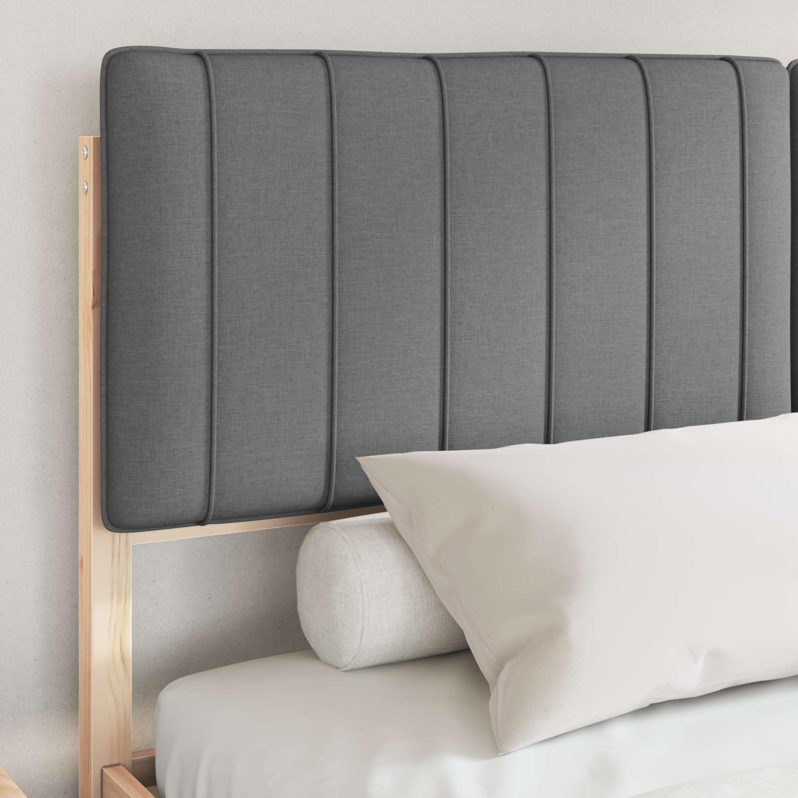 Telaio letto grigio scuro 160 x 200 cm, telaio in legno massello di pino, testiera imbottita, King Size, mobili moderni per camera da letto, durevole, facile da montare, non necessita di