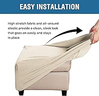 Vista 6 de ADPON Fundas otomanas cuadradas, fundas otomanas, protector de taburete de almacenamiento plegable, parte inferior elástica, elástico de alta Natural