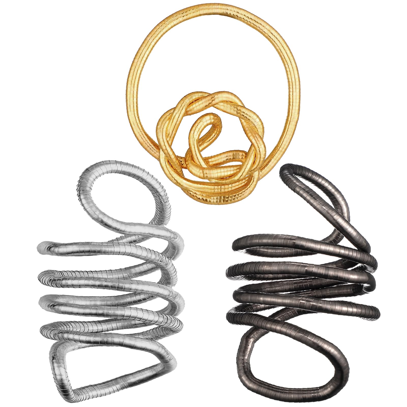 Tondiamo 3 Pcs Bendable Snake Necklace for Women Adjustable Flexible Twisty Multi-purpose Bracelet Flexible Bendable Snake Choker Necklace for Women