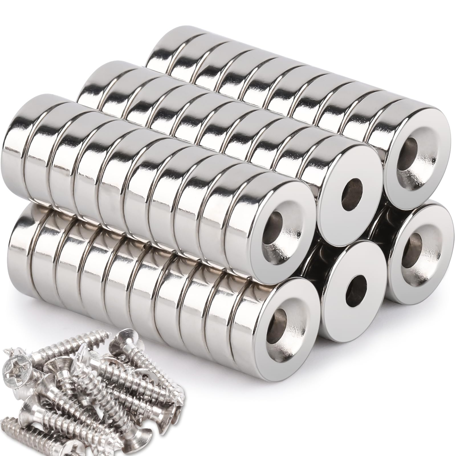 60 pezzi di magneti extra forti, 10x3mm, magneti al neodimio con foro per viti, diametro di affossamento 3 mm, magneti piatti rotondi per avvitare su lavagna magnetica, bacheca, frigorifero, cucina