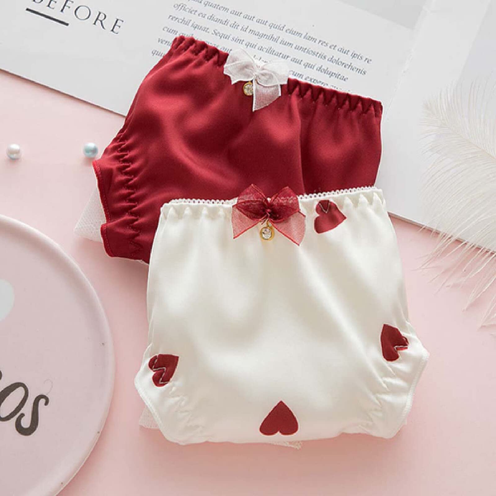 Saturey Erdbeer Unterwäsche 3-teilig - Kawaii Prinzessin Slips Mit Rüschen Für Mädchen