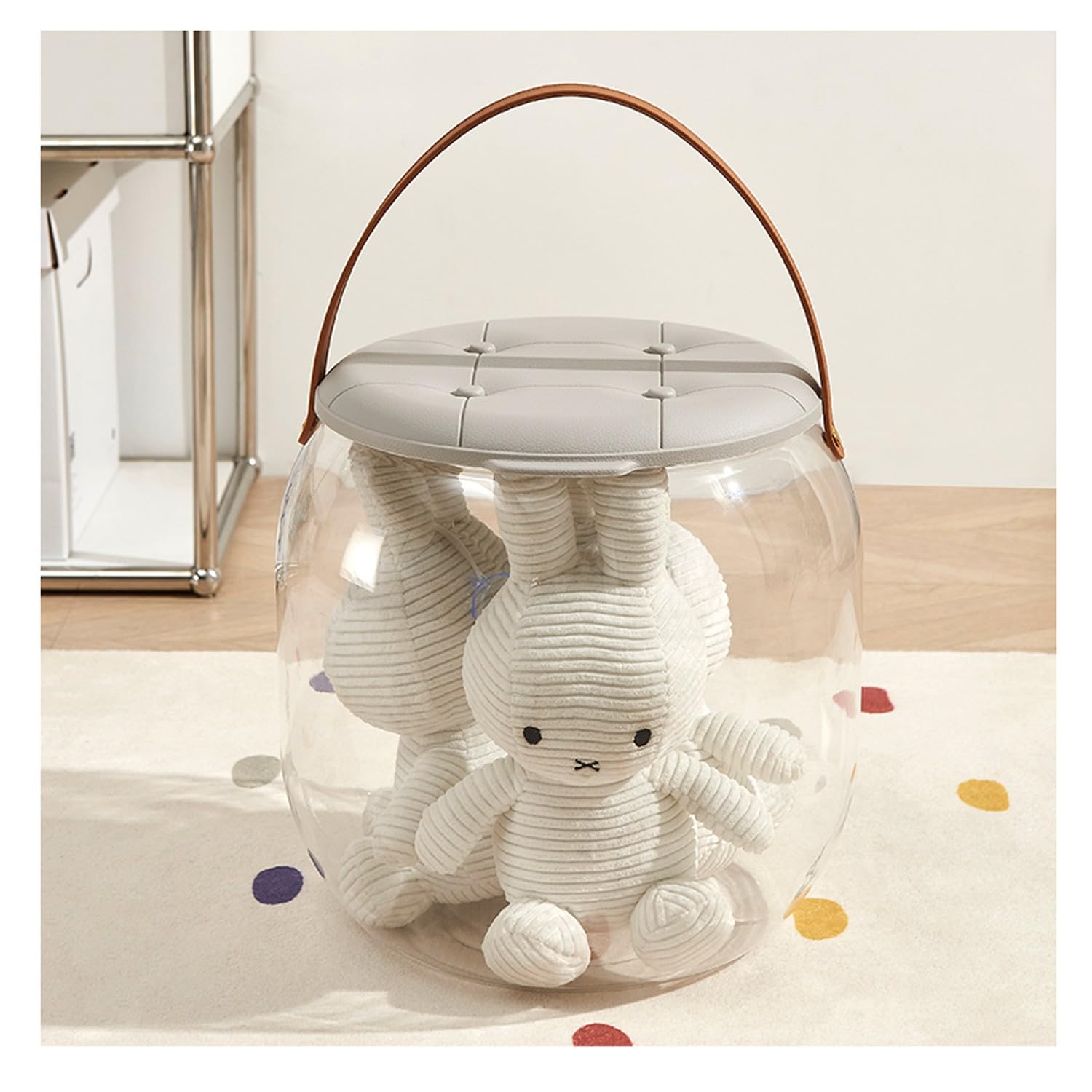 BCJMKDX Toy storage, Stool with storage ottoman stoolMultifunctional transparent stool(D)