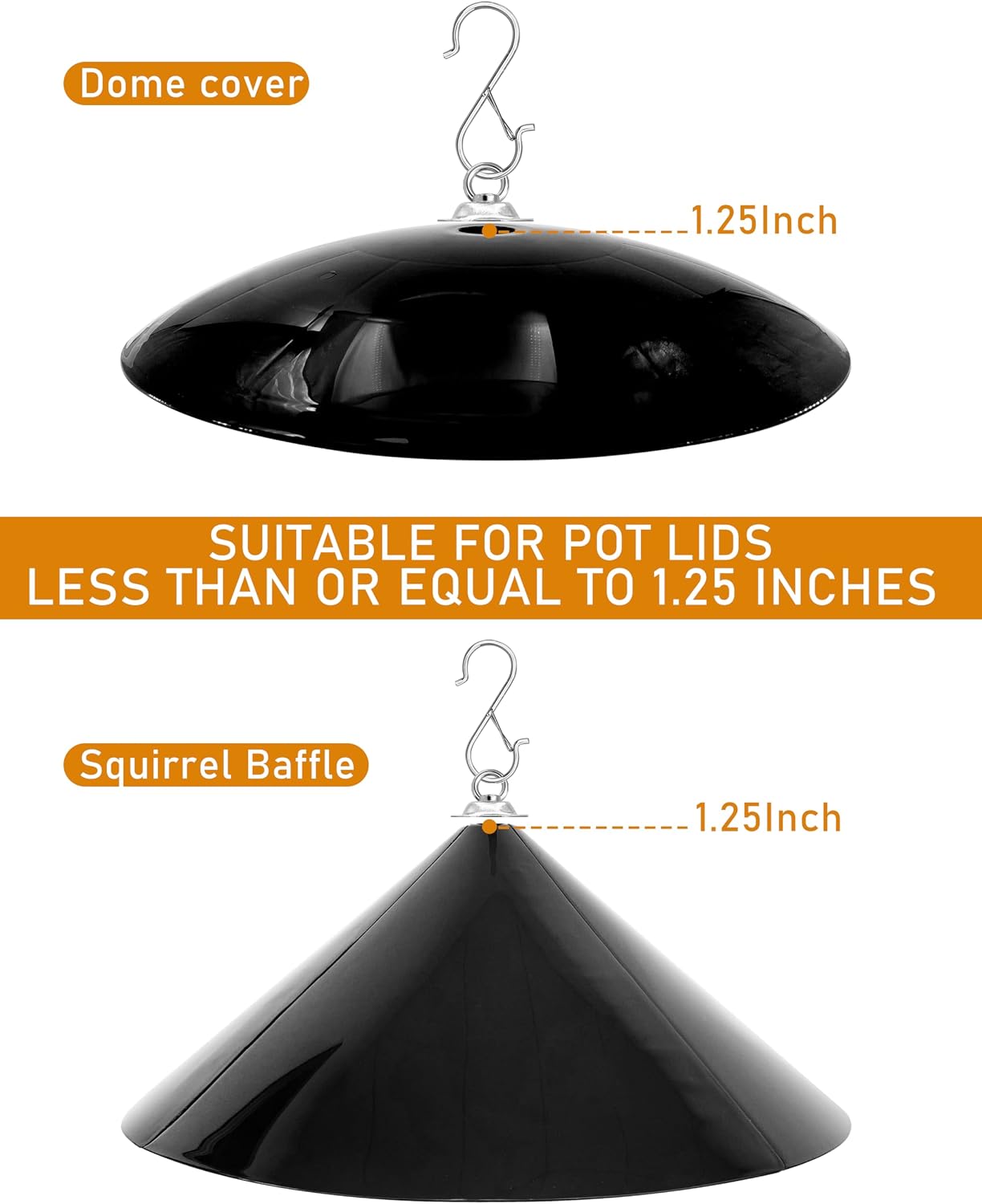 16-19 Inch Hanging Bird Feeder Rain Cover Metal Assembly Kit，for Hummingbird Feeder Sunshade Installation ，Squirrel-Proof Hanging Barrier Installation Kit ， 2-Piece Set image 4