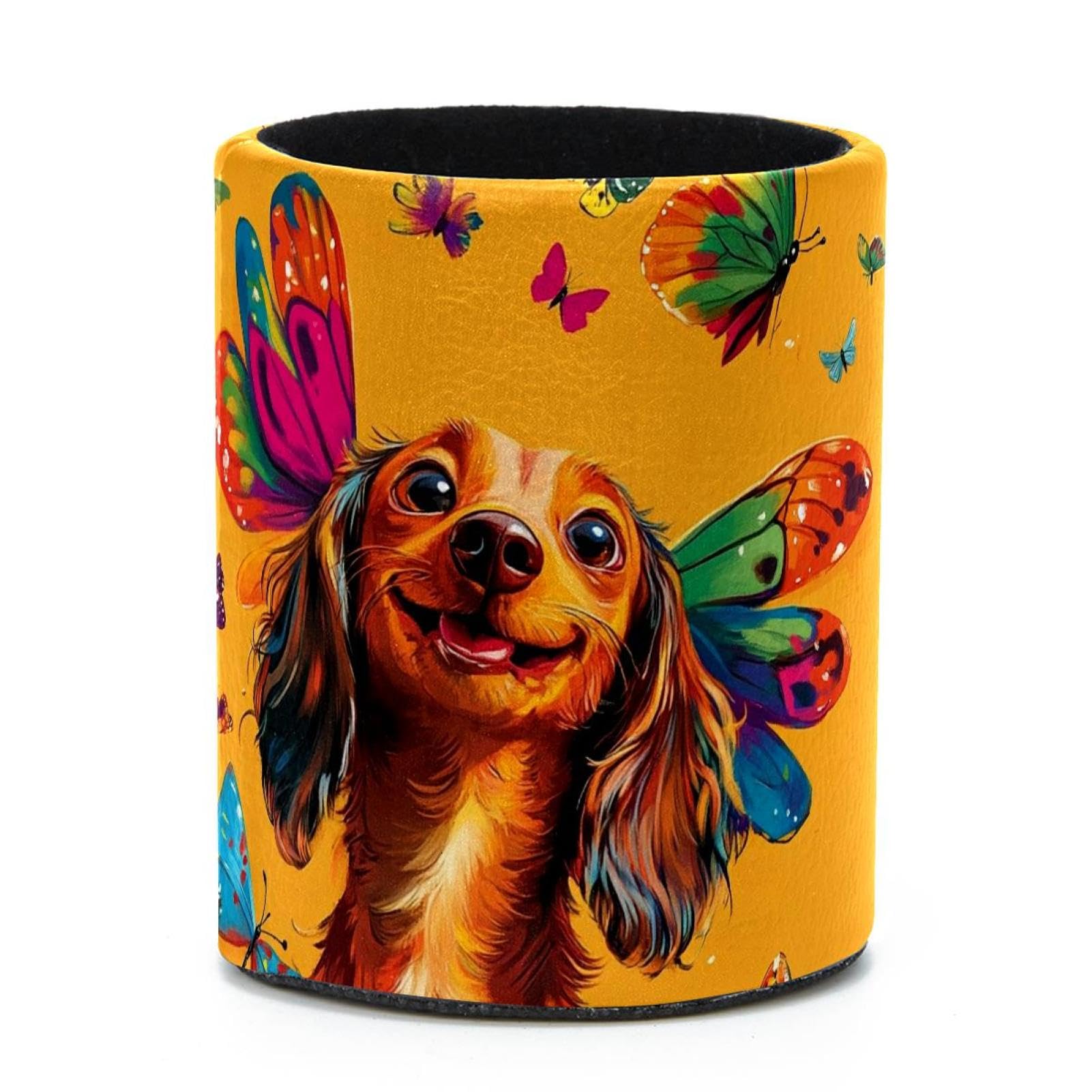 VAPOKF Round Pencil Holders for Desk, Butterfly and Dachshund Pen Holders Pen Pot Makeup Brushes Storage Desktop Stationery Supplies Organiser for Home Office