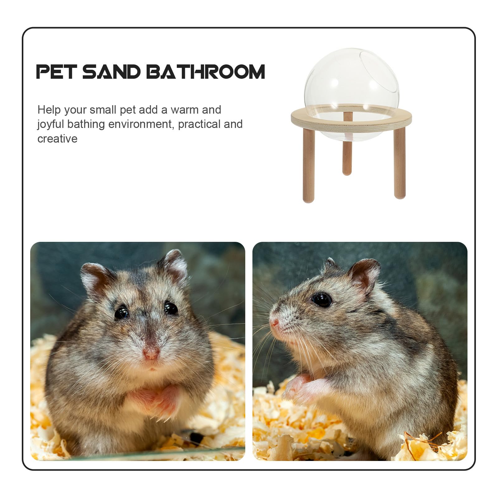 Artibetter Sandbadewanne Praktisches Verschleißfestes Badezimmer Zubehör Hamster aus Glas und Holz Transparente im Kreativen Design für Kleine Haustiere