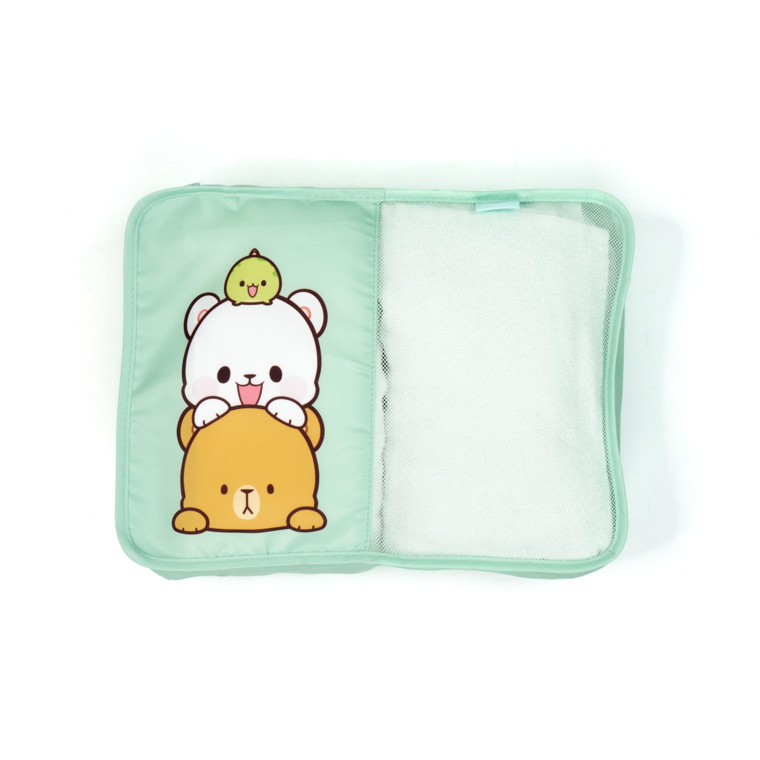 Milch- und Mokka-Reisepackwürfel-Set, autorisiertes Milkmochabear Merchandise-Produkt, 4 Stück, niedlich, bezaubernd, mehrere Größen, Polyester-Aufbewahrungs-Organizer für Gepäck, Koffer, Rucksack,