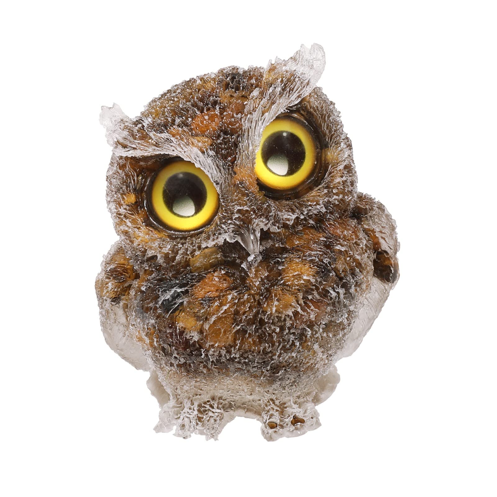 Statue de hibou fait à la main en cristal œil de tigre jaune prestigieuse