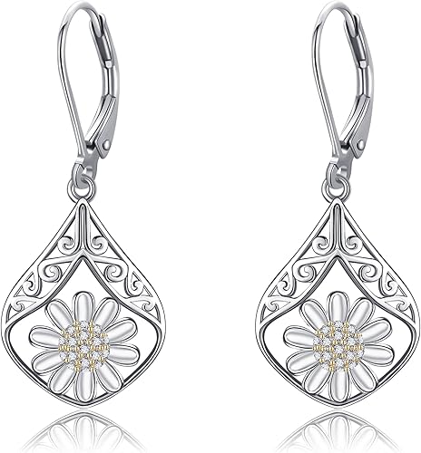Aretes de filigrana de plata de ley con forma de lágrima de filigrana con cierre de palanca, joyería de filigrana, regalo para mujeres y niñas