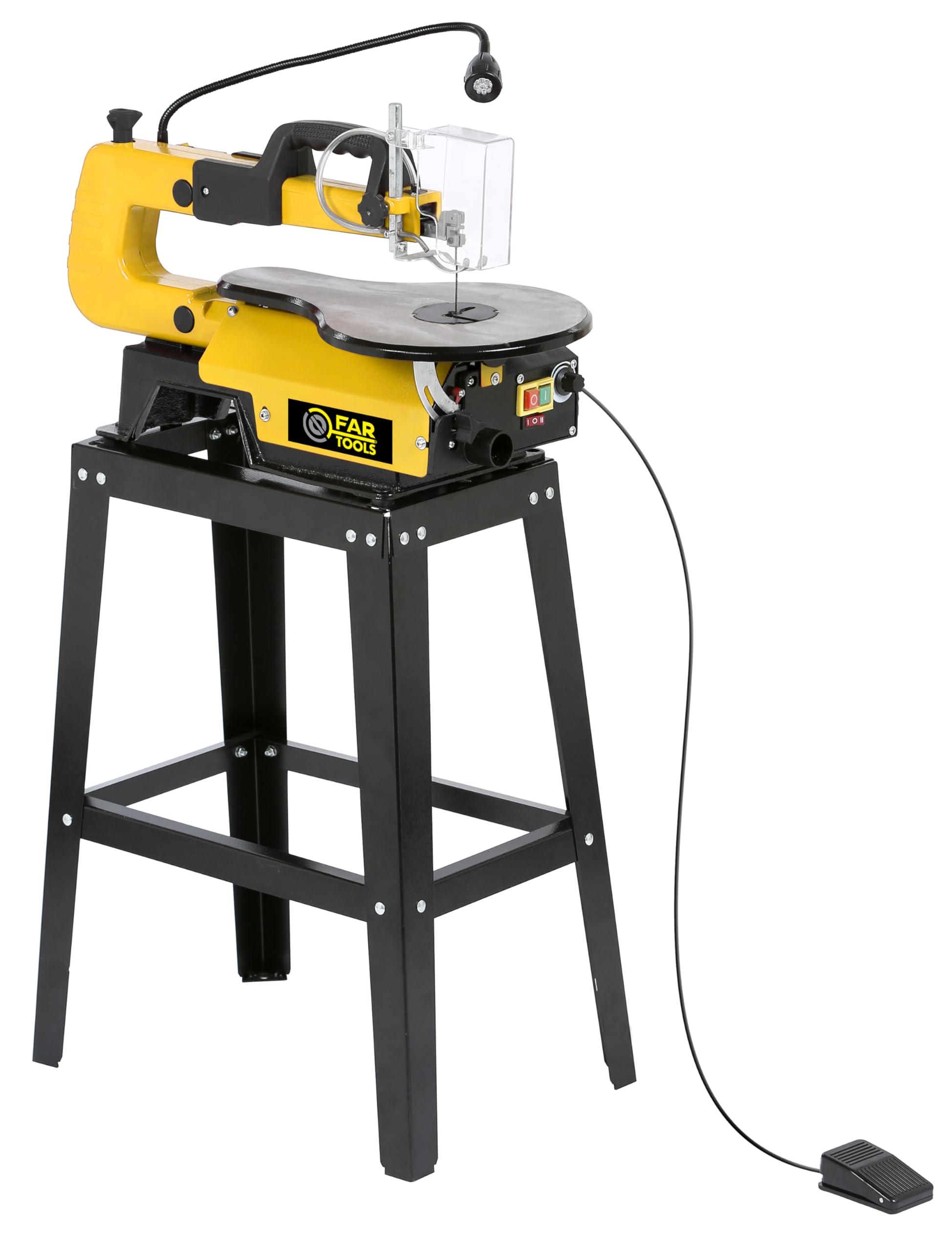 Fartools Scie à chantourner 120W, vitesse variable 400-1600tr/min, table inclinable 45°