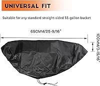 Vista 2 de Cubierta de tambor de 55 galones con cordón, cubierta de tambor ajustable elástica para barril, barril de lluvia universal, protección para todo