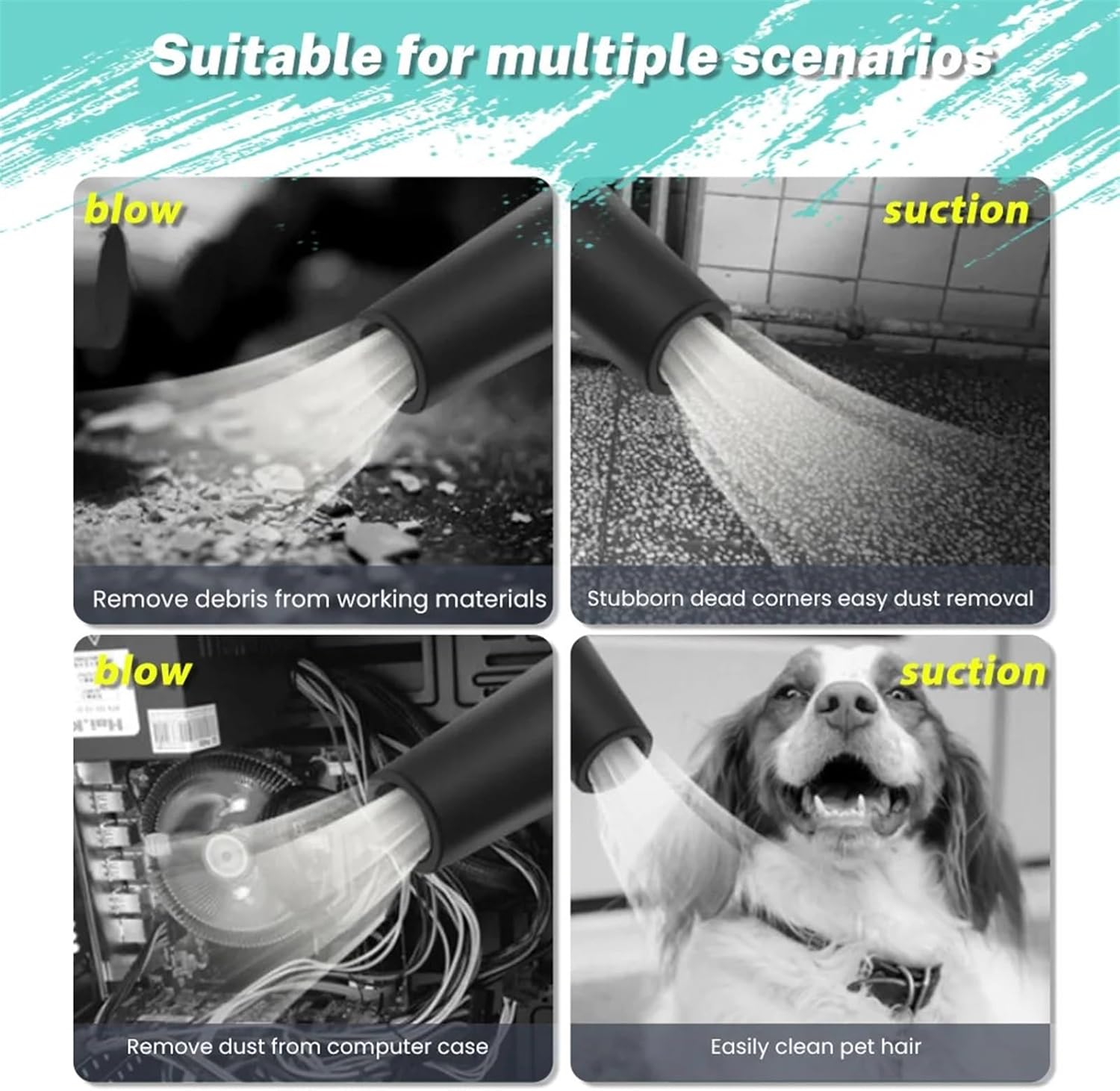 Cordless Electric Air Blower & Suction Leaf Computer Dust Snow Blowing Cleaner Collector Power Tool