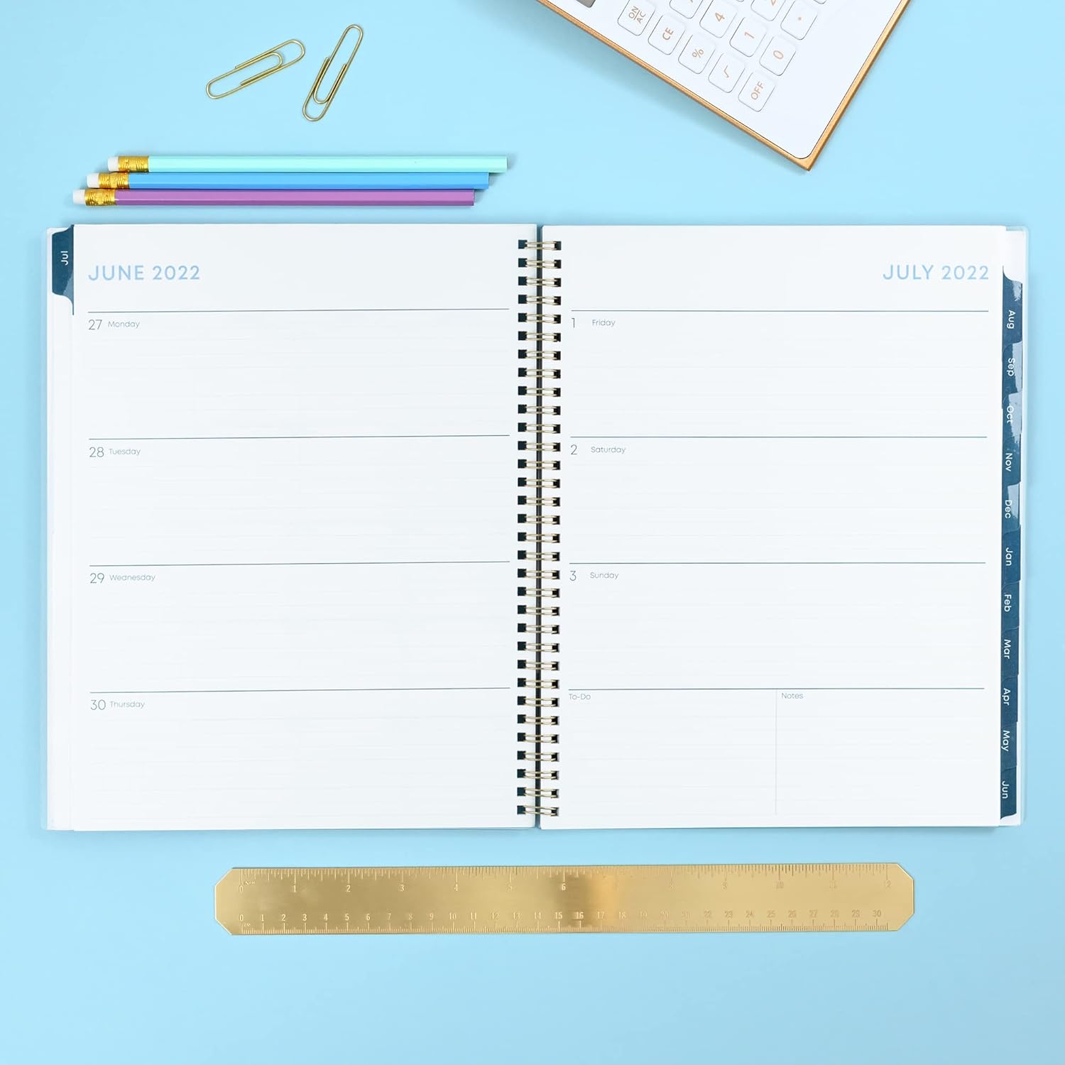 Blue Sky 2022-2023 Academic Year Weekly & Monthly Planner, 8.5" x 11", Frosted Flexible Cover, Wirebound, Gemma (118177-A23) : Everything Else