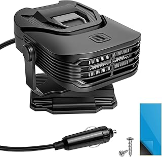 12V 200W Car Heater & Cooling Fan, Ultra-Fast Defog/Defrost for Winter & Humid Days, Secure Portable, Plugs into Cigarette Lighter - BlackGray