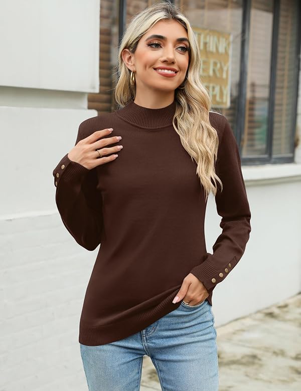 Qirno Mock Neck Sweaters for Womens Long Sleeve Fall Knit Pullover Sweater by Qirno - Used condition - Image 7
