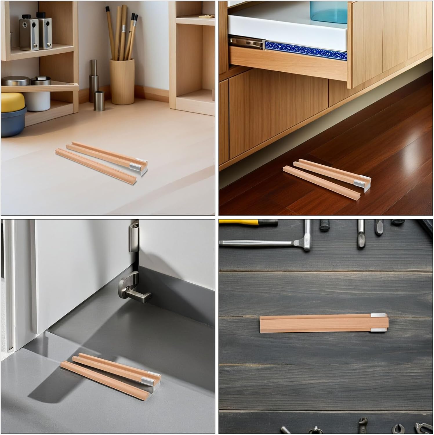 6 Sets 350mm Cabinet Drawer Rails Wooden Metal Slide Guides Silent Heavy Duty Furniture Drawer Tracks Replacement Hardware for Kitchen