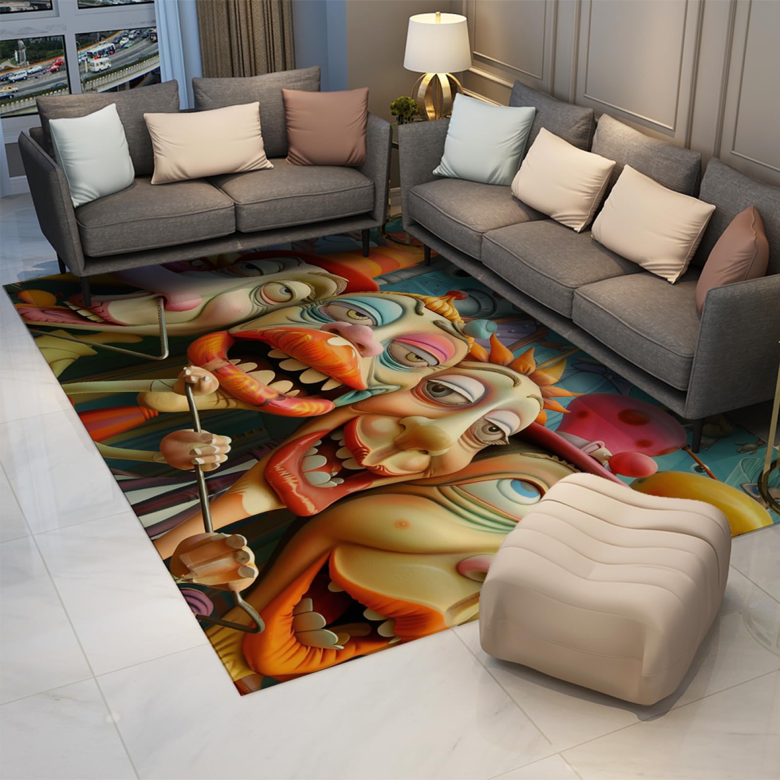 Amazon.com: Abstract Area Rugs Funny Smiling Face Pattern Rugs Low