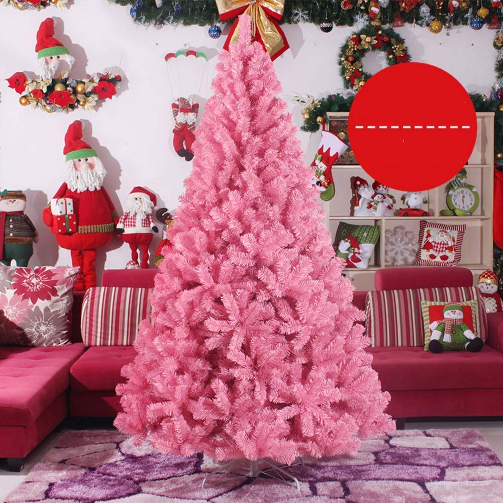 Albero di Natale Artificiale con Crittografia, 6,8 Piedi in PVC Premium con Cerniera, Decorazione Natalizia, Albero di Pino Natalizio per Interni, Facile da Montare Crist,Pink,180cm(6Ft)