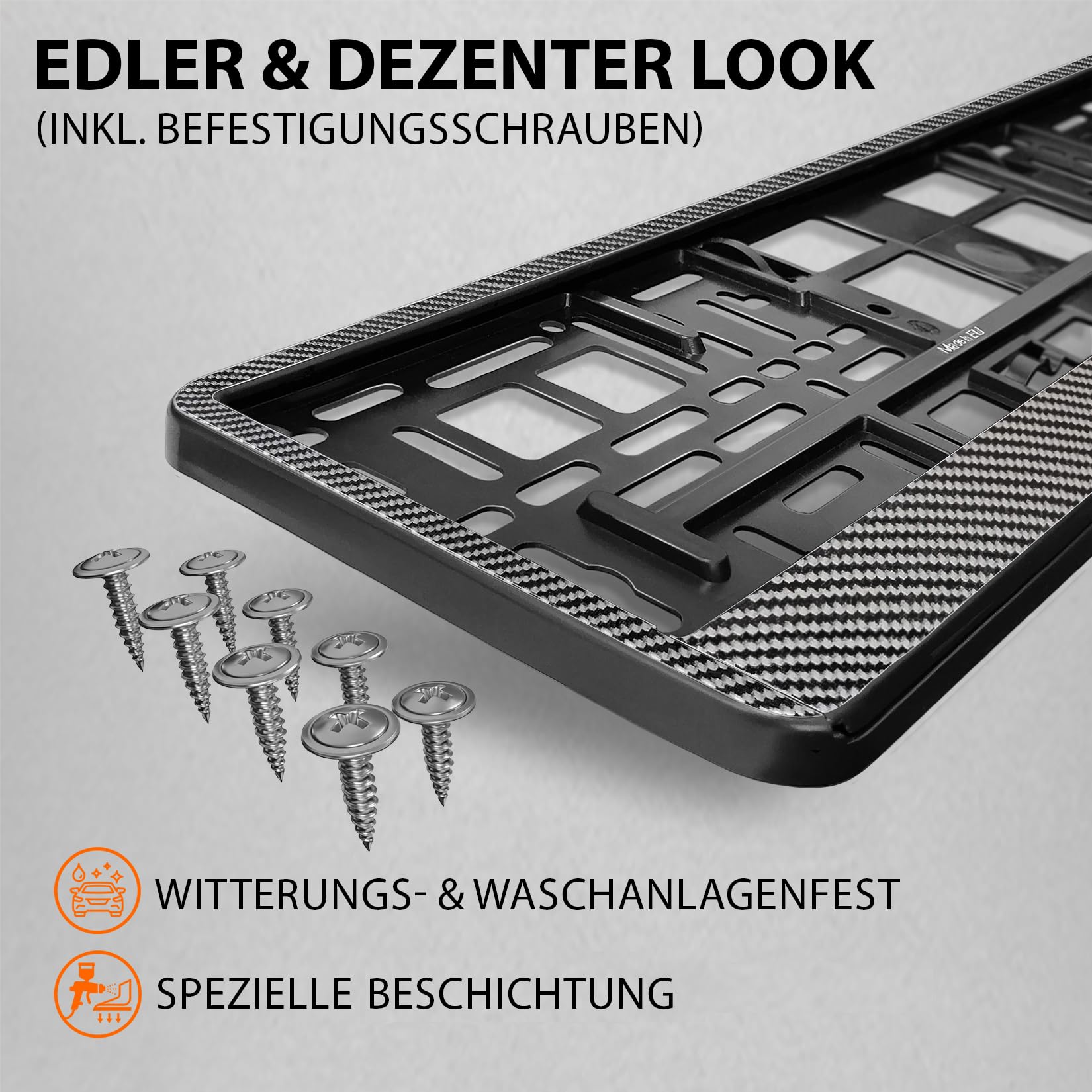 Kennzeichenhalter 520x110mm Nummernschildhalterung Auto universell inkl. 8 Schrauben Kennzeichenhalterung Nummernschildhalter 2 Stück Refreshed 2024 Carbon-Optik