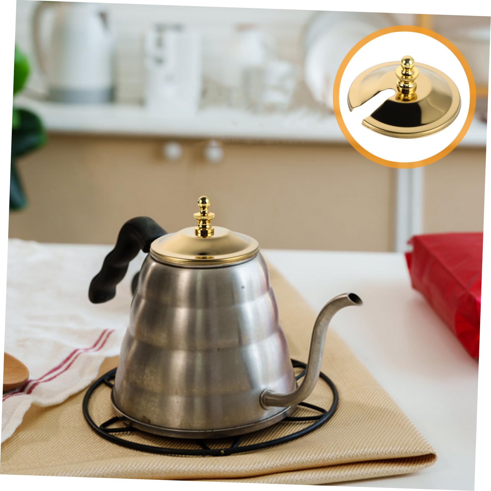 Edelstahl Kaffeeservice Ersatzdeckel Hitzebeständig Kaffeekannen Deckel Küchen-gadget für Herren Stilvolles Design Einfache Montage für Zuhause Büro