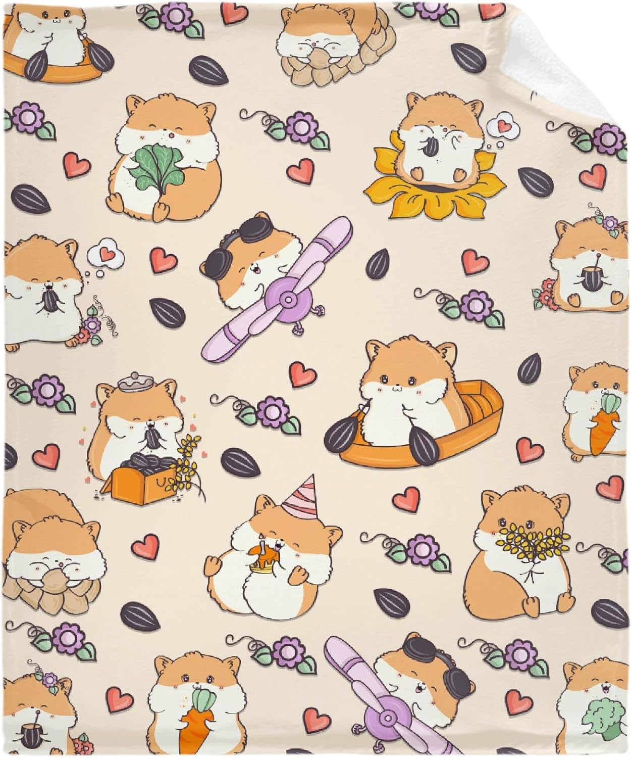 Hamster Blanket, Gifts for Girl Boy Hamster Lover, Happy Hamster Cosmos Kawaii