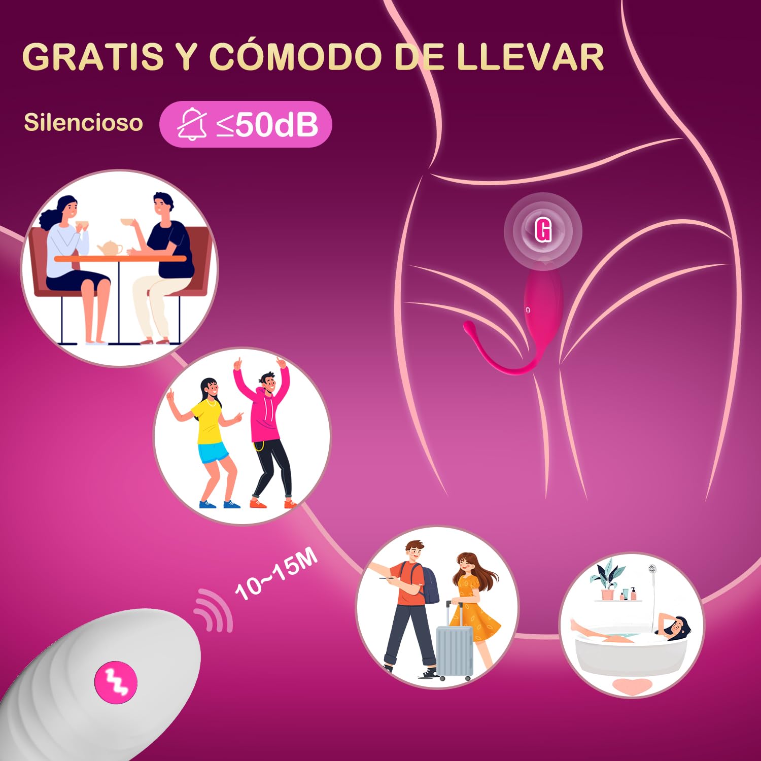 Vibradorador Mujer Juguetes Sexuales Vibrador Mando Distancia con APP 9 Modos Vibradores Consoladores.. para Mujer con Huevo Vibración con Mando Bolas Chinas Vibradorador Clítoris (Rojo)