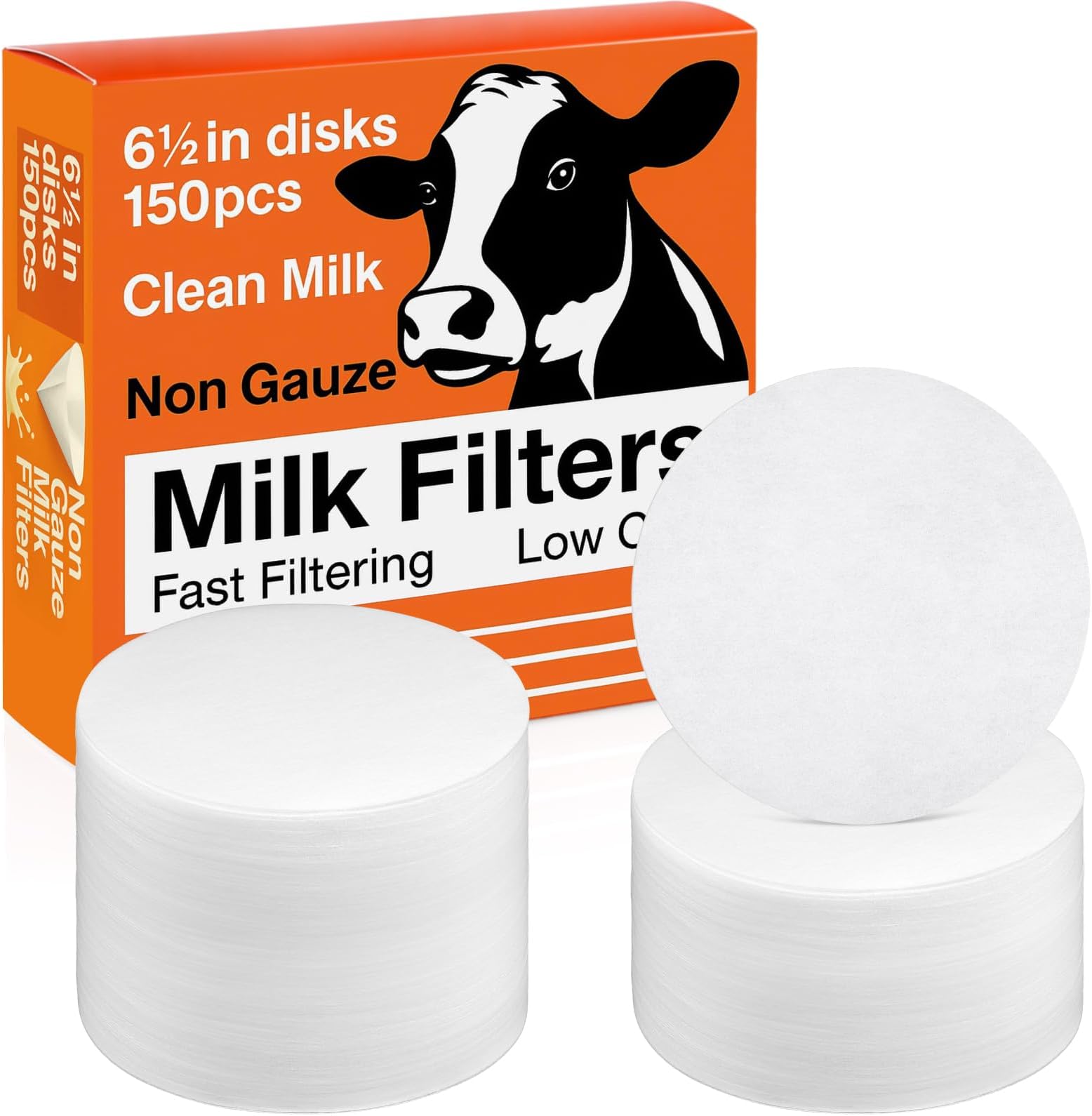 150 Pack Milk Strainer Raw Filter Discs Quick Flow Non-gauze Small 6-1/2 in Od Replacement Filters Disks for Raw Milk Strainer