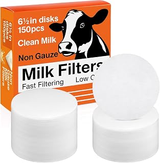 Hahafelt 150 Pack Milk Filter Discs for Raw Milk Strainer, 6-1/2 in Od Quick Flow Non-gauze Replacement Filter Discs for Strainer