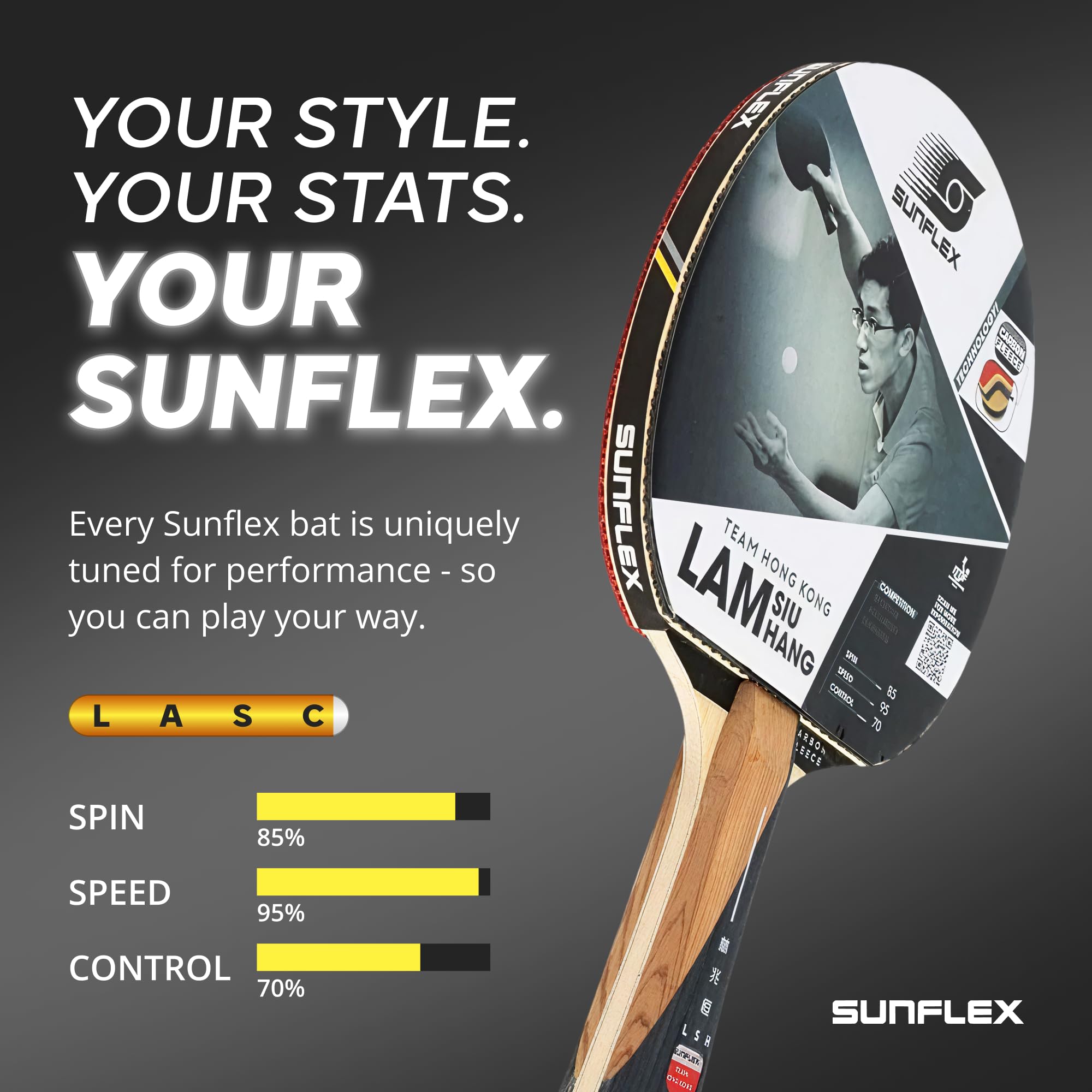 SUNFLEX - Raqueta de Tenis de Mesa - Lam SIU Hang