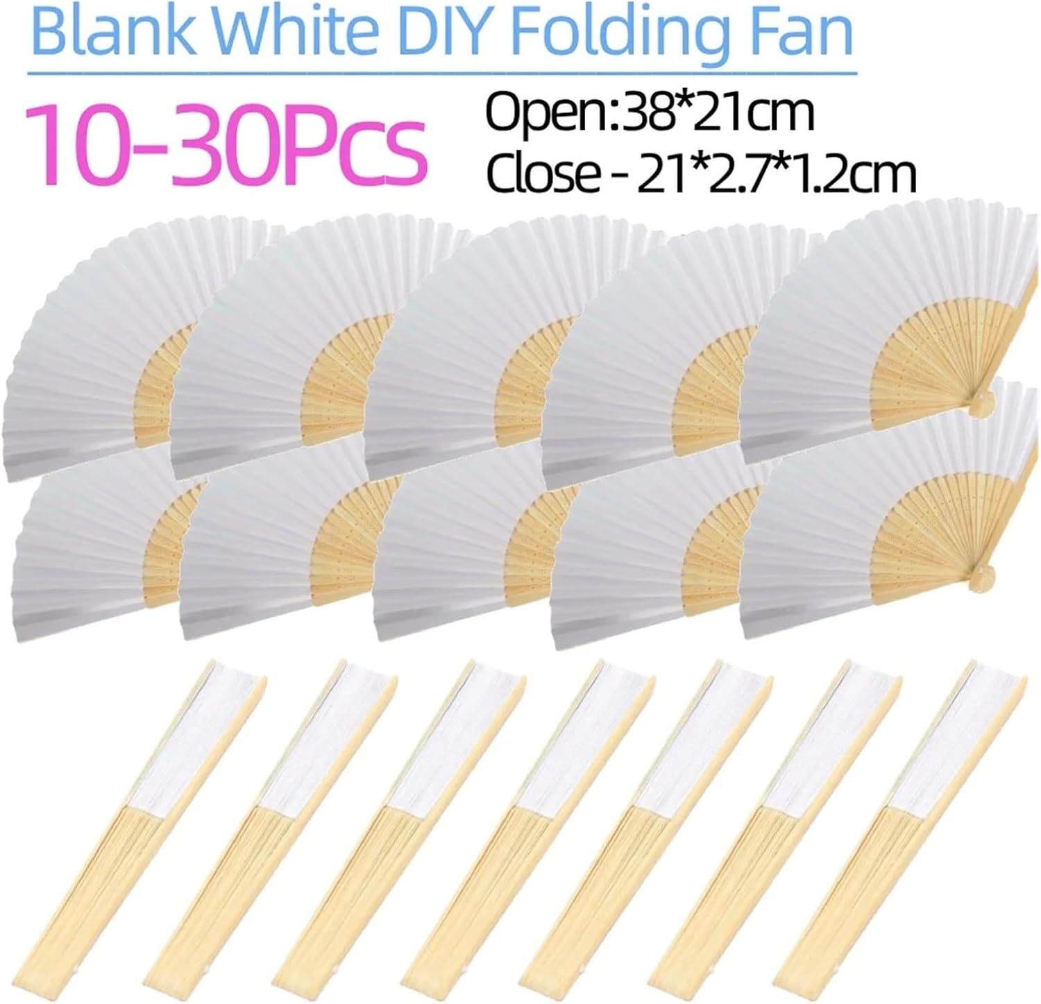 Blank White DIY Folding Fan Hand Practice Foldable Paper Fan Portable Hand-painted Personalized Creative
