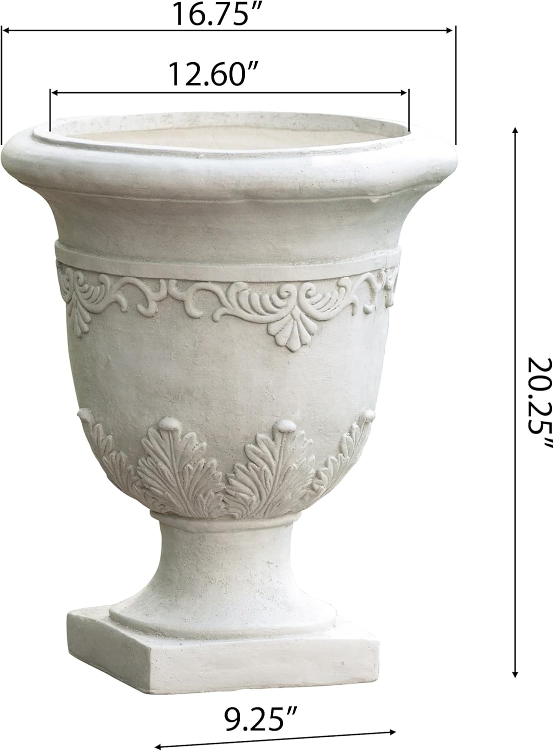 roomfitters Moroccan Urn Decorative Planter for Indoor and Outdoor Spaces, Antique-Inspired Design, Durable Resin Construction, Antique White