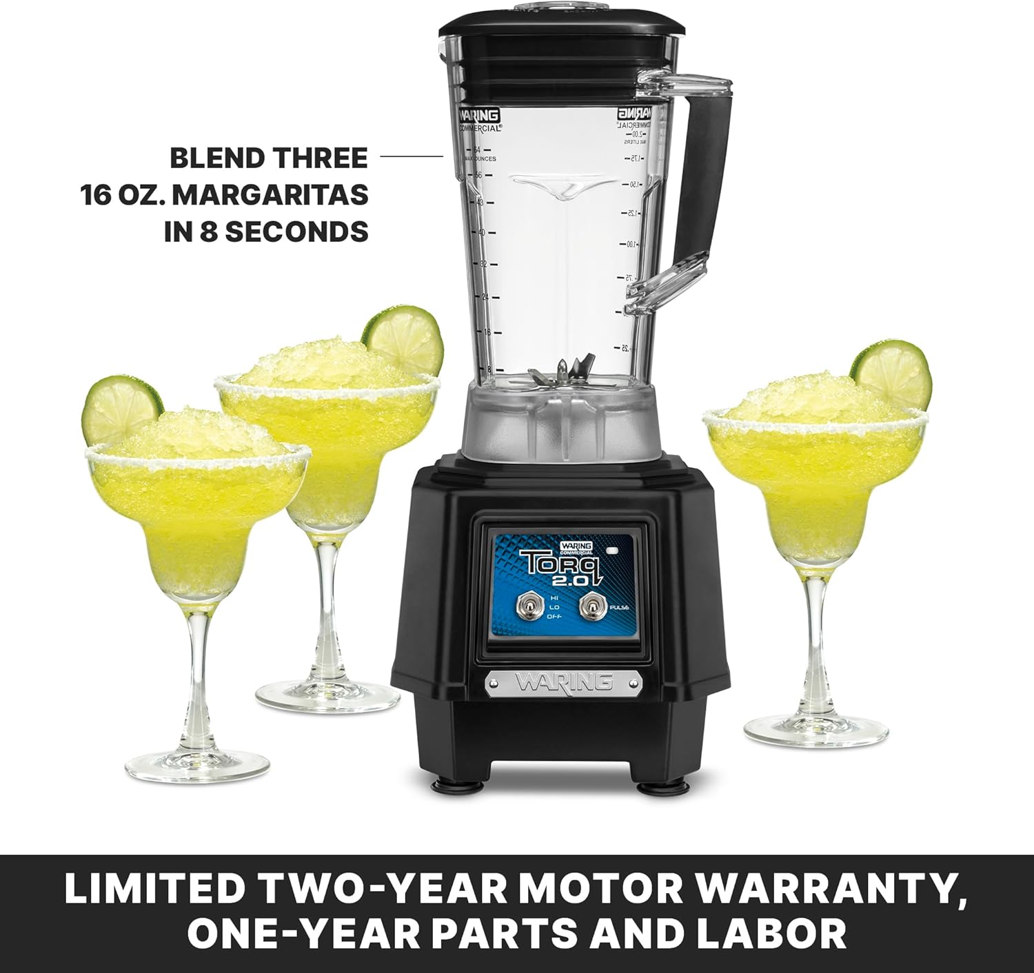 Waring Commercial TBB145P6 TORQ 2 Horsepower Blender, 2 speed Toggle Switch Controls, with 64 oz. BPA Free Container, 120V, 5-15 Phase Plug, Black - Image 5