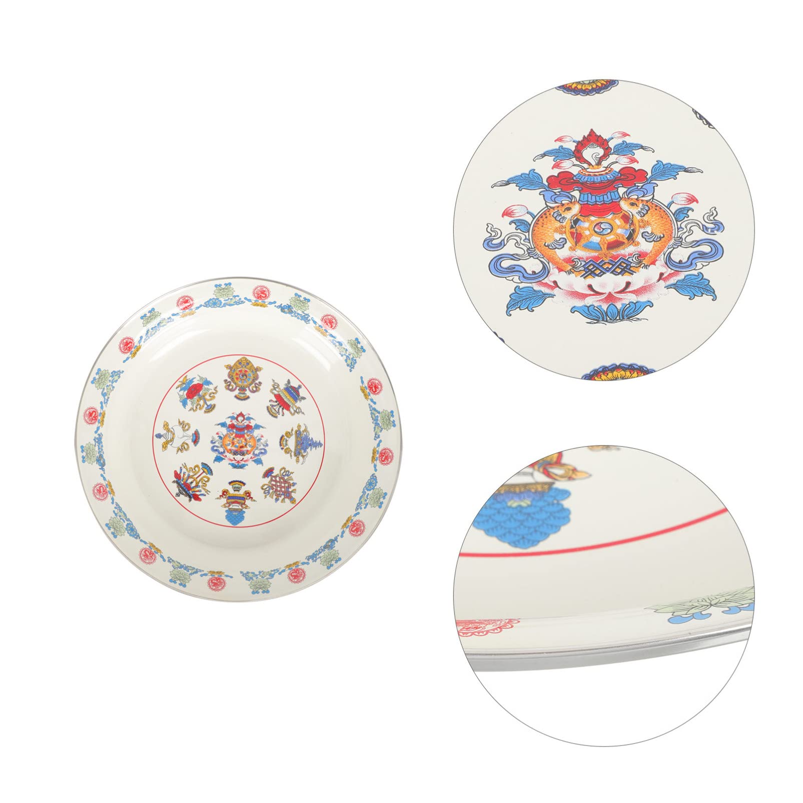 Assiettes à dîner, Assiettes à dîner divisées, The Diet Control Plate,Dinner Plates, Cake Stand Set Enamel Plate Food Serving Plate Round Serving Plate(White)