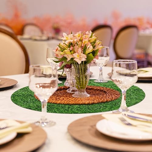 Miniatura 7 de Alfombra redonda de césped artificial, azulejos de césped falsos, alfombra de césped realista para balcón, patio, exteriores, manteles individuales