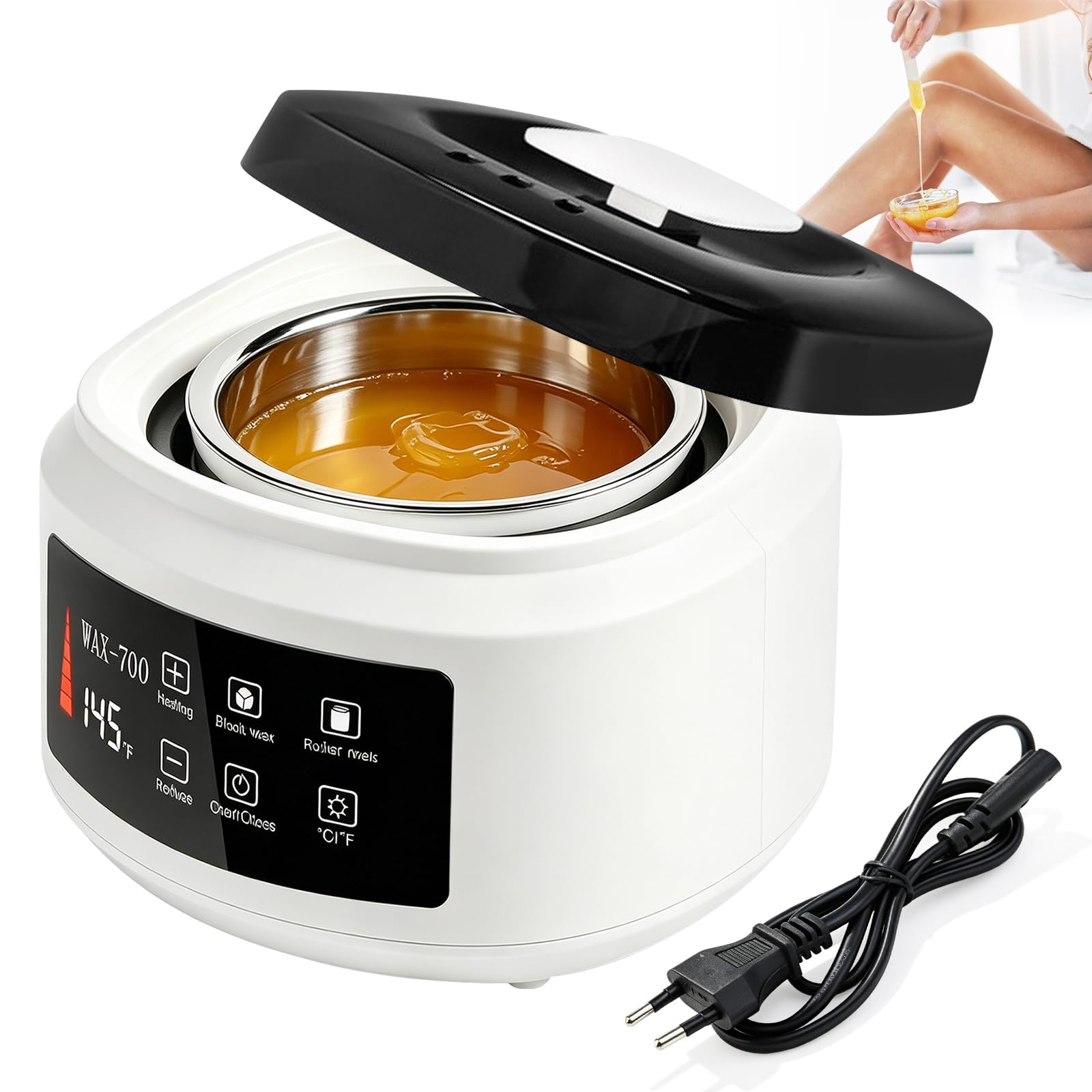 Wachswärmer, 500 Ml Wachsschmelzmaschine, 100w Automatische Temperaturregelung Warmwachs Haarentfernung, Weiß Haarentfernungs-Wachserhitzer Für Den Heimgebrauch Für Den Gebrauch Im Schönheitssalon