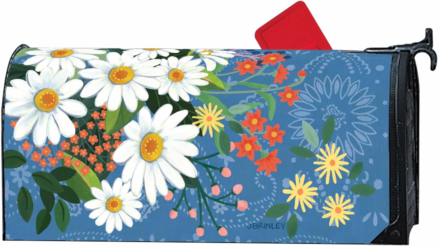 Studio M Bandana Daisies Decorative MailWrap, The Original Magnetic Mailbox Cover, Made in USA, Superior Weather Durability, Standard Size fits 6.5W x 19L Inch Mailbox